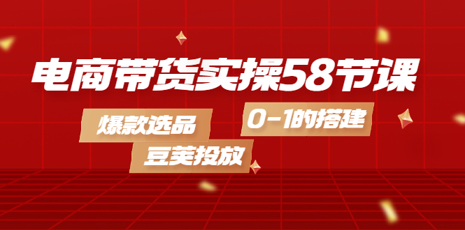 （4024期）电商带货实操58节课，爆款选品，豆荚投放，0-1的搭建_免费分享网络创业,副业,信息差项目的老牌资源整合平台！金铲子项目