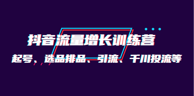（4022期）1.6亿实操团队·抖音流量增长训练营：起号、选品排品、引流千川投流等_免费分享网络创业,副业,信息差项目的老牌资源整合平台！金铲子项目