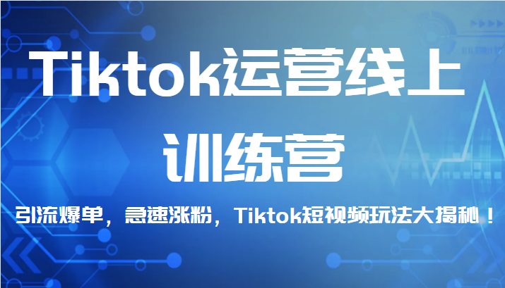 Tiktok运营线上训练营，引流爆单，急速涨粉，Tiktok短视频玩法大揭秘_免费分享网络创业,副业,信息差项目的老牌资源整合平台！金铲子项目
