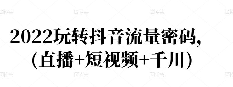 2022玩转抖音流量密码，(直播短视频千川)_免费分享网络创业,副业,信息差项目的老牌资源整合平台！金铲子项目