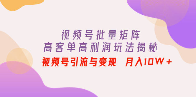 （4193期）视频号批量矩阵的高客单高利润玩法揭秘：视频号引流与_免费分享网络创业,副业,信息差项目的老牌资源整合平台！金铲子项目