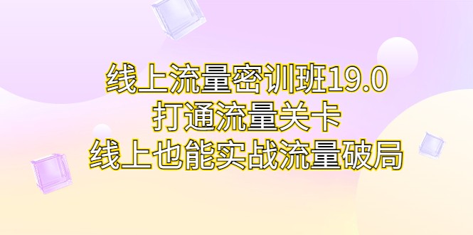 线上流量密训班19.0，打通流量关卡，线上也能实战流量破局_免费分享网络创业,副业,信息差项目的老牌资源整合平台！金铲子项目
