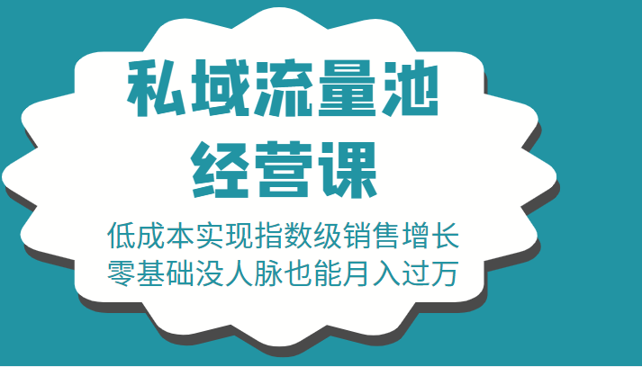 16堂私域流量池经营课：实现指数级销售增长，零基础没人脉也能_免费分享网络创业,副业,信息差项目的老牌资源整合平台！金铲子项目