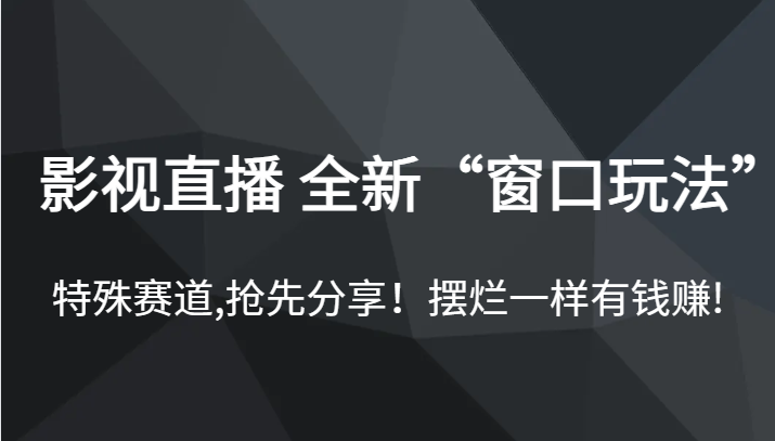 影视直播全新“窗口玩法”，特殊赛道,抢先分享摆烂一样有钱赚_免费分享网络创业,副业,信息差项目的老牌资源整合平台！金铲子项目