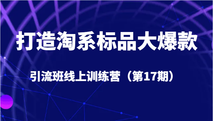打造淘系标品大爆款引流班线上训练营（第17期）5天直播授课1个月答疑_免费分享网络创业,副业,信息差项目的老牌资源整合平台！金铲子项目