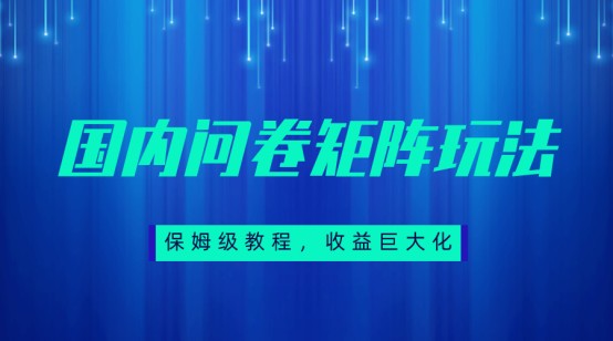 保姆级教程，国内问卷矩阵玩法，赚_免费分享网络创业,副业,信息差项目的老牌资源整合平台！金铲子项目