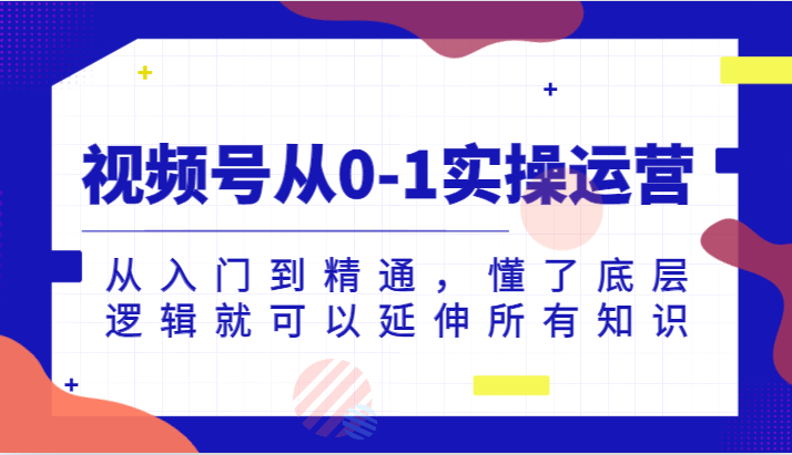 视频号从0-1实操运营，从入门到精通，懂了底层逻辑就可以延伸所有知识_免费分享网络创业,副业,信息差项目的老牌资源整合平台！金铲子项目