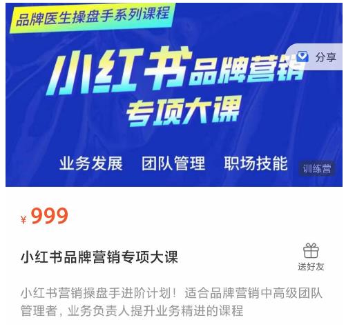 小红书品牌营销专项大课，操盘手进阶，一套能让你提升业务精进的课程_免费分享网络创业,副业,信息差项目的老牌资源整合平台！金铲子项目