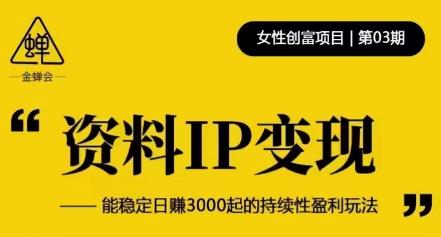 资料IP，能稳定0起的持续性盈利玩法_免费分享网络创业,副业,信息差项目的老牌资源整合平台！金铲子项目
