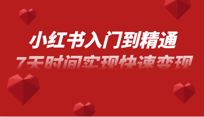小红书入门到精通课，无货源电商实操运营，7天时间实现快速_免费分享网络创业,副业,信息差项目的老牌资源整合平台！金铲子项目
