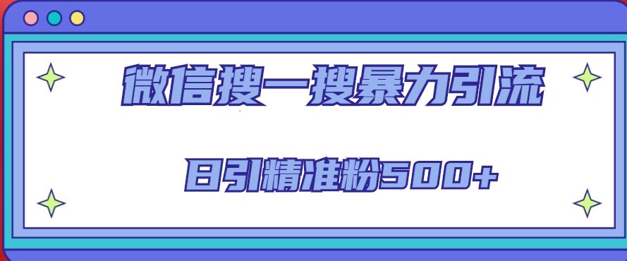 微信搜一搜引流全系列课程，日引精准粉（8节课）_免费分享网络创业,副业,信息差项目的老牌资源整合平台！金铲子项目