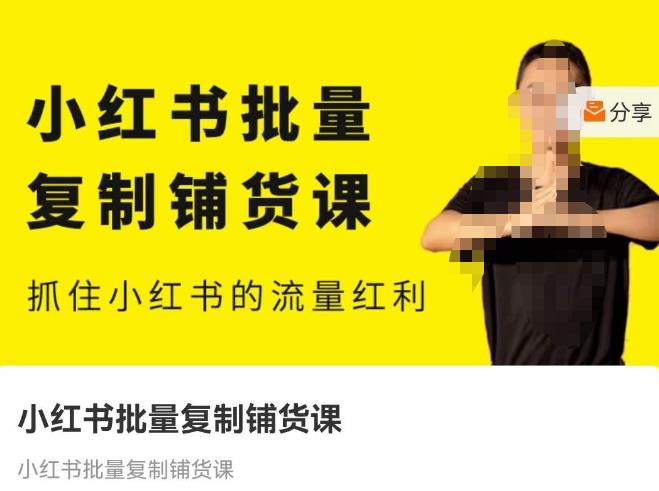 张宾·小红书批量复制铺货课，抓住小红书的流量红利（更新2023年2月）_免费分享网络创业,副业,信息差项目的老牌资源整合平台！金铲子项目