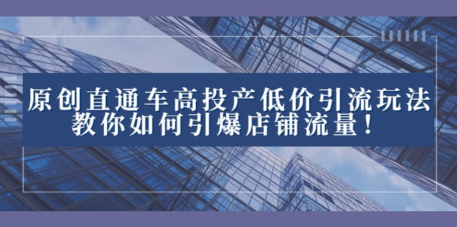 2023直通车高投产低价引流玩法，教你如何引爆店铺流量_免费分享网络创业,副业,信息差项目的老牌资源整合平台！金铲子项目