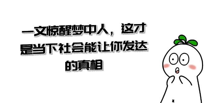某公众号付费文章《一文惊醒梦中人，这才是当下社会能让你发达的真相》_免费分享网络创业,副业,信息差项目的老牌资源整合平台！金铲子项目