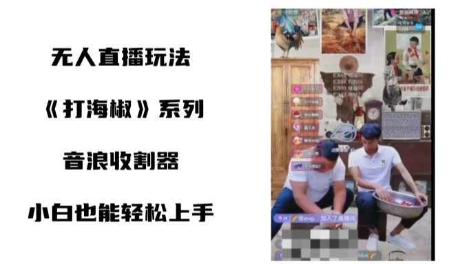 打海椒无人直播整蛊项目，小白上手撸音浪收割器（教程工具素材）_免费分享网络创业,副业,信息差项目的老牌资源整合平台！金铲子项目