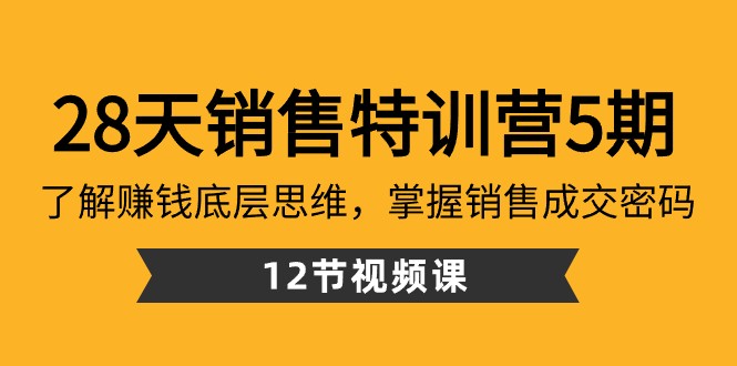 28天销售特训营5期：了解赚钱底层思维，掌握销售成交密码（12节课）_免费分享网络创业,副业,信息差项目的老牌资源整合平台！金铲子项目
