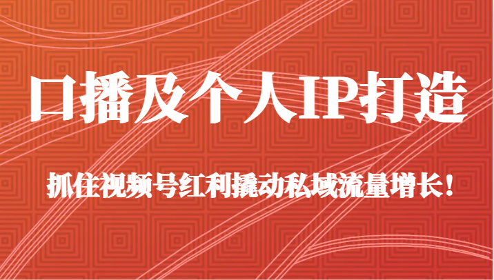 口播及个人IP打造，抓住视频号红利撬动私域流量增长（45节课）_免费分享网络创业,副业,信息差项目的老牌资源整合平台！金铲子项目