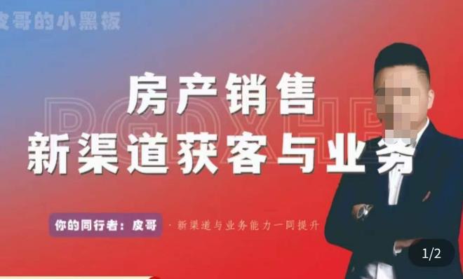 皮哥·房产销售新渠道获客与业务，​打造新时代房产经纪达人，助力行业新人成长为业内精英_免费分享网络创业,副业,信息差项目的老牌资源整合平台！金铲子项目