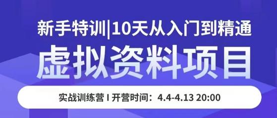 虚拟资料项目新手特训，10天从入门到精通，保姆级实操教学_免费分享网络创业,副业,信息差项目的老牌资源整合平台！金铲子项目