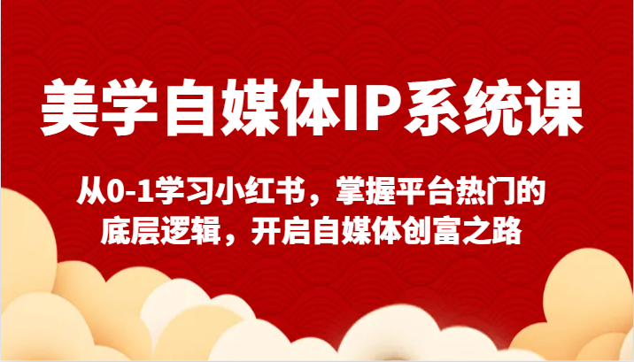 美学自媒体IP系统课-从0-1学习小红书，掌握平台热门的底层逻辑，开启自媒体创富之路_免费分享网络创业,副业,信息差项目的老牌资源整合平台！金铲子项目