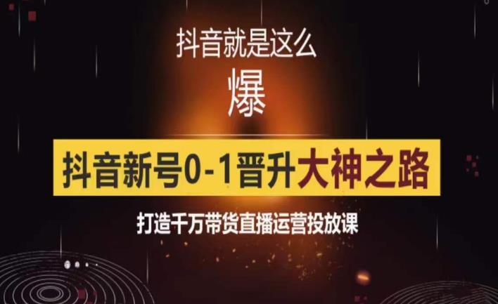 0粉自然流实战起号课，抖音新号0~1晋升大神之路，打造千万带货直播运营投放课_免费分享网络创业,副业,信息差项目的老牌资源整合平台！金铲子项目
