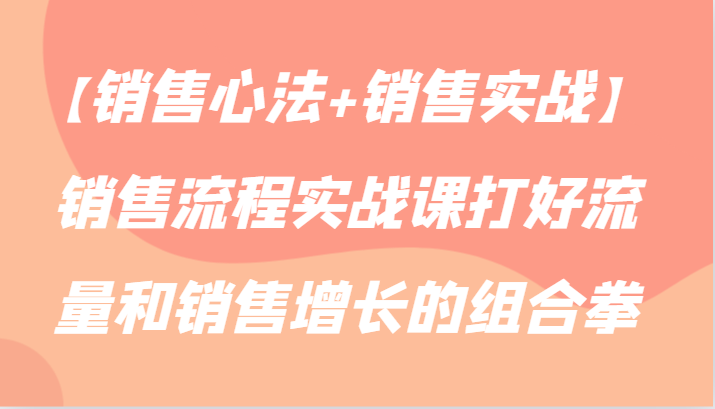 【销售心法销售实战】销售流程实战课打好流量和销售增长的组合拳_免费分享网络创业,副业,信息差项目的老牌资源整合平台！金铲子项目