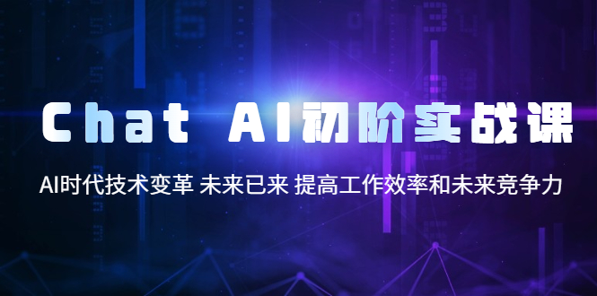 （5610期）ChatAI初阶实战课，AI时代技术变革未来已来提高工作效率和未来竞争力_免费分享网络创业,副业,信息差项目的老牌资源整合平台！金铲子项目