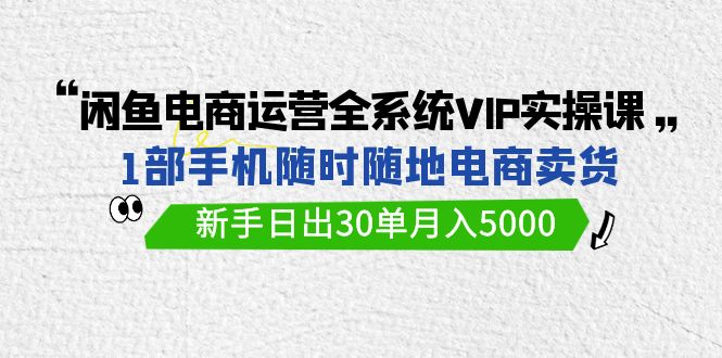 闲鱼电商运营全系统VIP实战课，1部手机随时随地卖货，新手日出30单_免费分享网络创业,副业,信息差项目的老牌资源整合平台！金铲子项目
