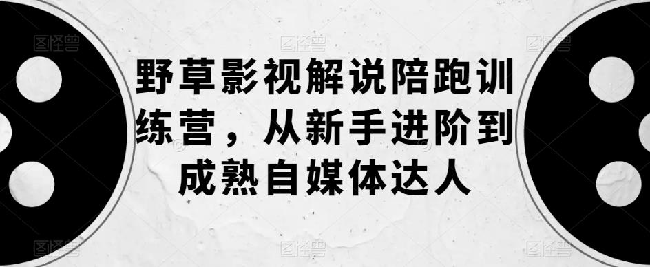 野草影视解说陪跑训练营，从新手进阶到成熟自媒体达人_免费分享网络创业,副业,信息差项目的老牌资源整合平台！金铲子项目