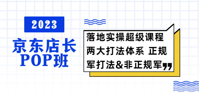 （5699期）2023京东店长·POP班落地实操超级课程两大打法体系正规军&非正规军_免费分享网络创业,副业,信息差项目的老牌资源整合平台！金铲子项目