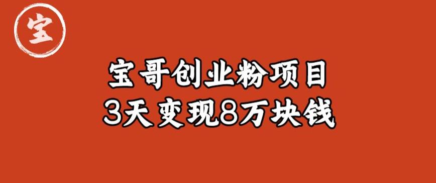 宝哥IP图文创业粉引流项目实战分享：单个账号3天涨粉1万，8万块钱（图文教程）【揭秘】_免费分享网络创业,副业,信息差项目的老牌资源整合平台！金铲子项目