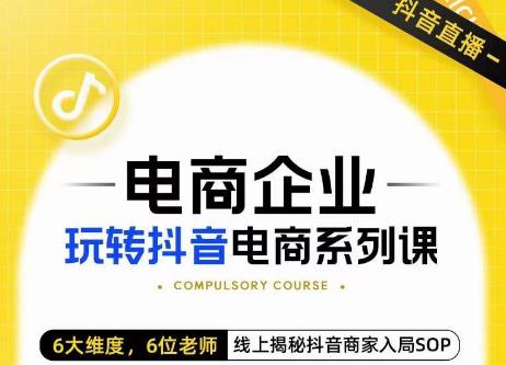 玺承·电商企业玩转抖音电商系列课，6大维度，6位老师，线上揭秘抖音商家入局SOP_免费分享网络创业,副业,信息差项目的老牌资源整合平台！金铲子项目