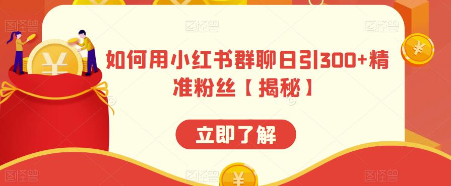 如何用小红书群聊日引精准粉丝【揭秘】_免费分享网络创业,副业,信息差项目的老牌资源整合平台！金铲子项目