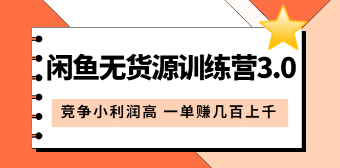 （5828期）闲鱼无货源训练营3.0：竞争小利润高一单赚几百上千（教程手册）第3次更新_免费分享网络创业,副业,信息差项目的老牌资源整合平台！金铲子项目