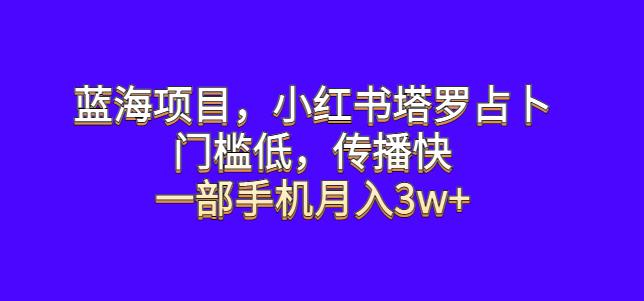 蓝海项目，小红书塔罗占卜，门槛低，传播快，一部手机【揭秘】_免费分享网络创业,副业,信息差项目的老牌资源整合平台！金铲子项目