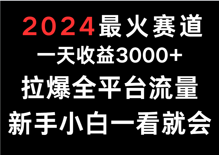 2024最火赛道，一天收一.拉爆全平台流量，新手小白一看就会_免费分享网络创业,副业,信息差项目的老牌资源整合平台！金铲子项目