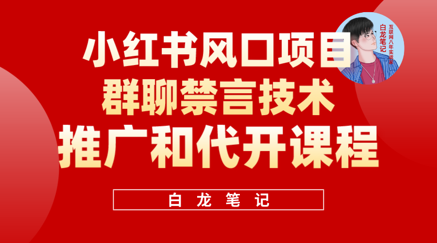（5973期）小红书风口项目，小红书群聊禁言技术代开项目，适合新手操作_免费分享网络创业,副业,信息差项目的老牌资源整合平台！金铲子项目