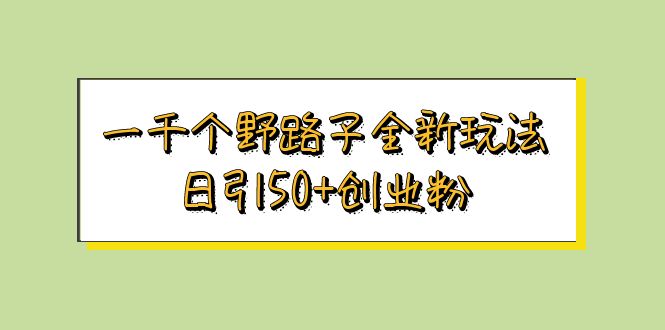（5960期）一千个野路子全新玩法日引创业粉_免费分享网络创业,副业,信息差项目的老牌资源整合平台！金铲子项目