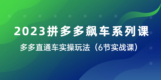 （6030期）2023拼多多飙车系列课，多多直通车实操玩法（6节实战课）_免费分享网络创业,副业,信息差项目的老牌资源整合平台！金铲子项目