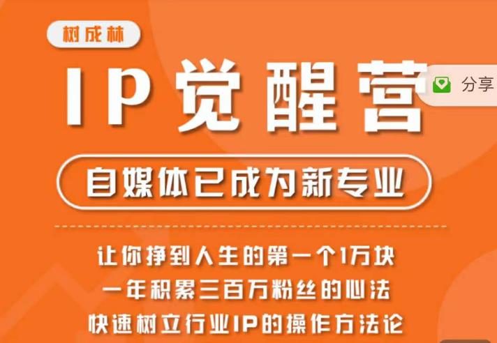 树成林·IP觉醒营，快速树立行业IP的操作方法论，让你赚到人生的第一个1万块（更新）_免费分享网络创业,副业,信息差项目的老牌资源整合平台！金铲子项目
