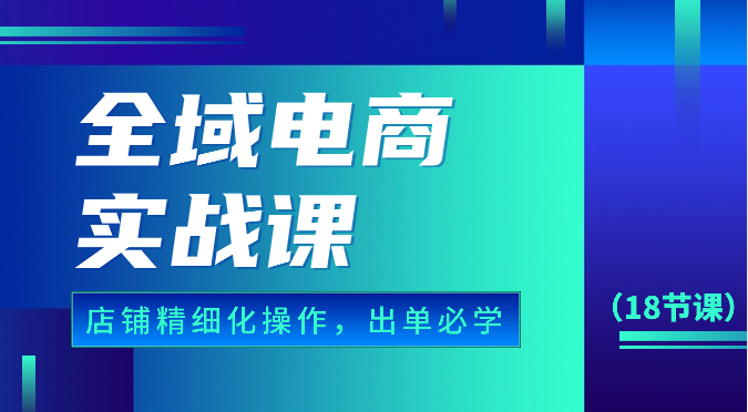 全域电商实战课，个人店铺精细化操作流程，出单必学内容（18节课）_免费分享网络创业,副业,信息差项目的老牌资源整合平台！金铲子项目