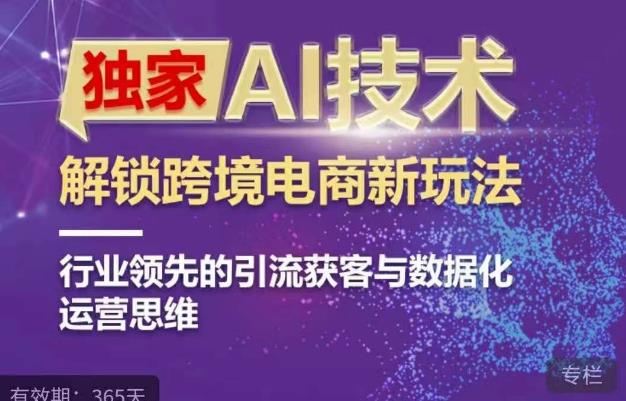 独家AI技术&ChatGPT解锁跨境电商新玩法，行业领先的引流获客与数据化运营思维_免费分享网络创业,副业,信息差项目的老牌资源整合平台！金铲子项目