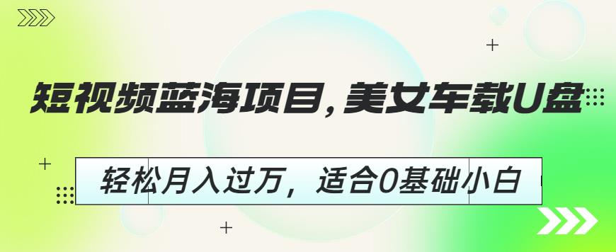 短视频蓝海项目，美女车载U盘适合0基础小白【揭秘】_免费分享网络创业,副业,信息差项目的老牌资源整合平台！金铲子项目