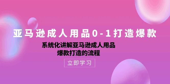 亚马逊成人用品0-1打造爆款：系统化讲解亚马逊成人用品爆款打造的流程_免费分享网络创业,副业,信息差项目的老牌资源整合平台！金铲子项目
