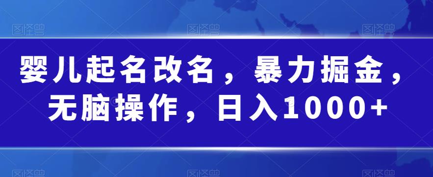 婴儿起名改名，暴力掘金，无脑操作，【揭秘】_免费分享网络创业,副业,信息差项目的老牌资源整合平台！金铲子项目
