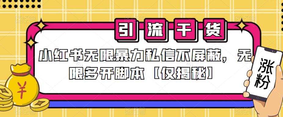 小红书无限暴力私信不屏蔽，无限多开脚本【仅揭秘】_免费分享网络创业,副业,信息差项目的老牌资源整合平台！金铲子项目
