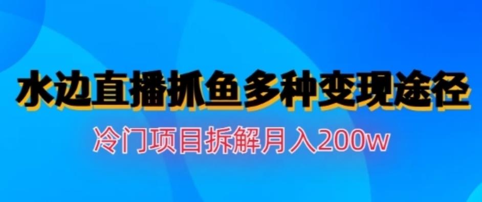 水边直播抓鱼，多种途径冷门项目，200w拆解【揭秘】_免费分享网络创业,副业,信息差项目的老牌资源整合平台！金铲子项目