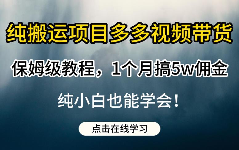 纯搬运项目多多视频带货保姆级教程，1个月搞佣金，纯小白也能学会【揭秘】_免费分享网络创业,副业,信息差项目的老牌资源整合平台！金铲子项目