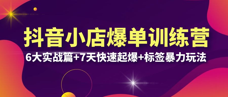 （6348期）抖音小店爆单训练营VIP线下课：6大实战篇7天快速起爆标签暴力玩法(32节)_免费分享网络创业,副业,信息差项目的老牌资源整合平台！金铲子项目