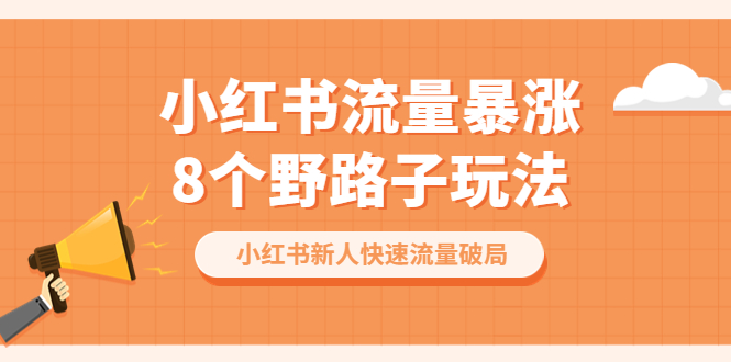 （6476期）小红书流量-暴涨8个野路子玩法：小红书新人快速流量破局（8节课）_免费分享网络创业,副业,信息差项目的老牌资源整合平台！金铲子项目
